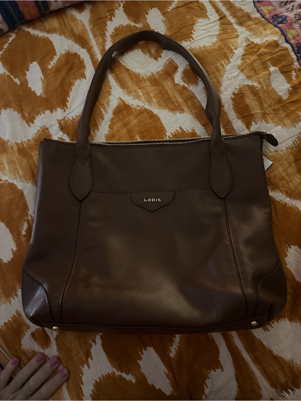 Lodis Sierra Leather Tote Bag with Floral Lining - Browne - Picture 7 of 7